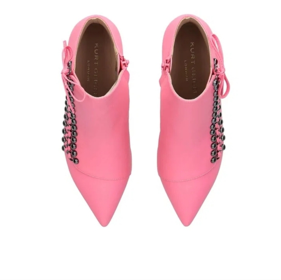 KURT GEIGER LONDON RITA ANKLE BOOTS PINK LEATHER POINTED TOE NANO HEEL SIZE 6.5 - Picture 4 of 16